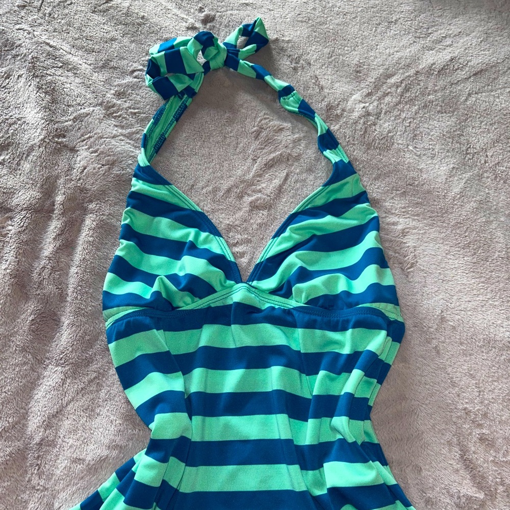 Y2K 2000s Mossimo Supply Co Vibrant Blue and Green Swimsuit Halter Top